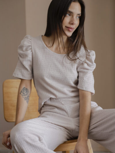 C501 Remera manga frunce